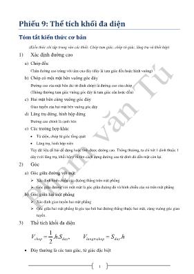 Phiếu học tập Toán Thể tích khối đa diện